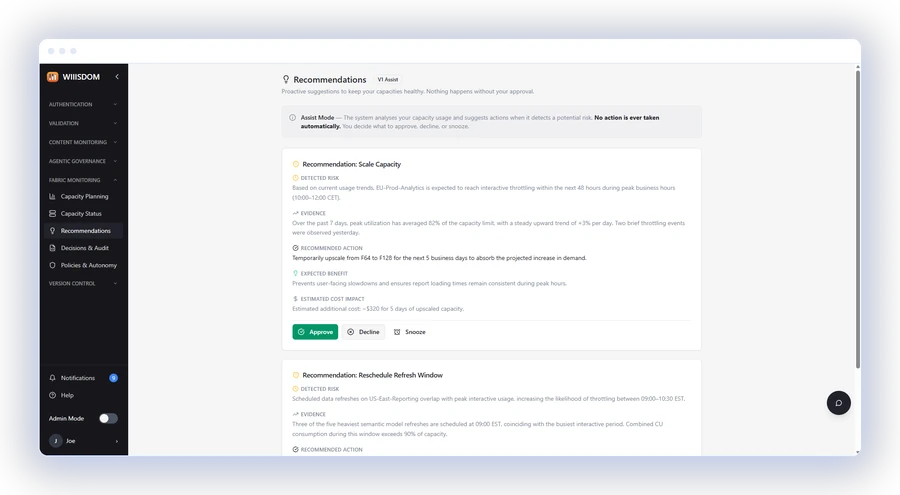 screenshot wcp recommandations